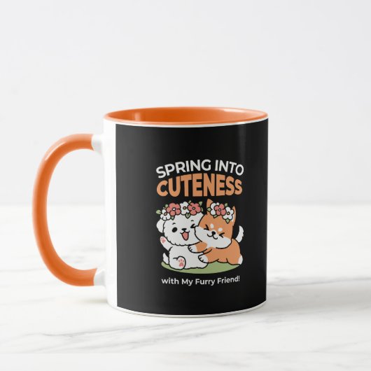 Speelse honden met bloemenkronen – Fun Spring Them Mok (Links)