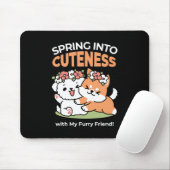 Speelse honden met bloemenkronen – Fun Spring Them Muismat (Met muis)
