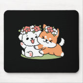 Speelse honden met bloemenkronen – Fun Spring Them Muismat (Voorkant)