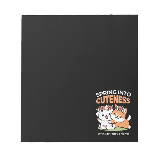 Speelse honden met bloemenkronen – Fun Spring Them Notitieblok (Voorkant)