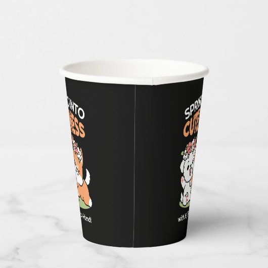 Speelse honden met bloemenkronen – Fun Spring Them Papieren Bekers (Rechts)