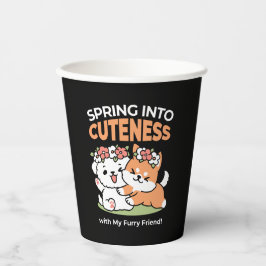 Speelse honden met bloemenkronen – Fun Spring Them Papieren Bekers
