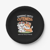 Speelse honden met bloemenkronen – Fun Spring Them Papieren Bordje (Voorkant)