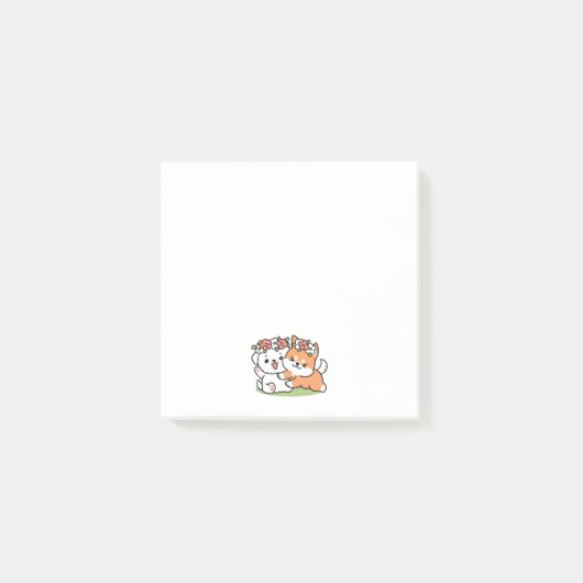 Speelse honden met bloemenkronen – Fun Spring Them Post-it® Notes (Voorkant)