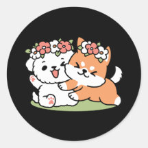 Speelse honden met bloemenkronen – Fun Spring Them