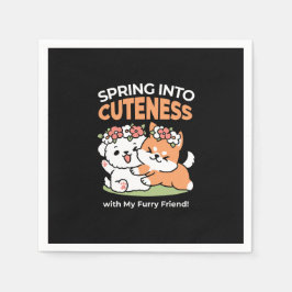 Speelse honden met bloemenkronen – Fun Spring Them Servet