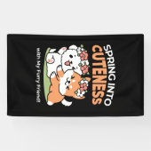 Speelse honden met bloemenkronen – Fun Spring Them Spandoek (Horizontaal)