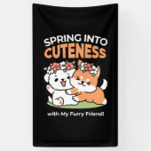 Speelse honden met bloemenkronen – Fun Spring Them Spandoek (Verticaal)