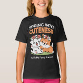 Speelse honden met bloemenkronen – Fun Spring Them T-shirt (Voorkant)