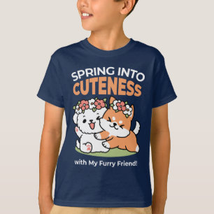 Speelse honden met bloemenkronen – Fun Spring Them T-shirt