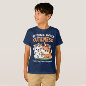 Speelse honden met bloemenkronen – Fun Spring Them T-shirt (Voorkant volledig)