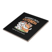 Speelse honden met bloemenkronen – Fun Spring Them Tegeltje (Zijkant)