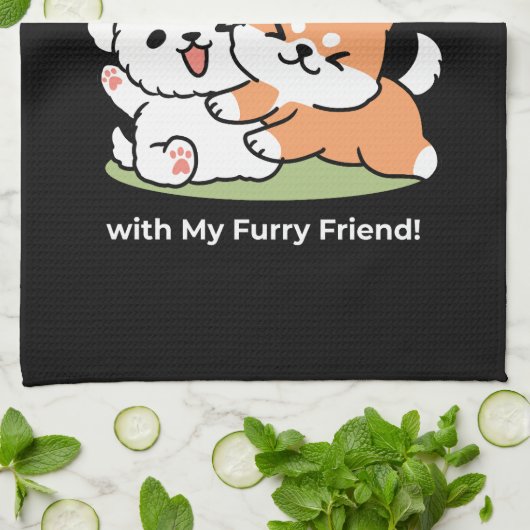 Speelse honden met bloemenkronen – Fun Spring Them Theedoek (Gevouwen)