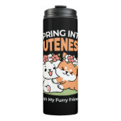 Speelse honden met bloemenkronen – Fun Spring Them Thermosbeker (Voorkant)
