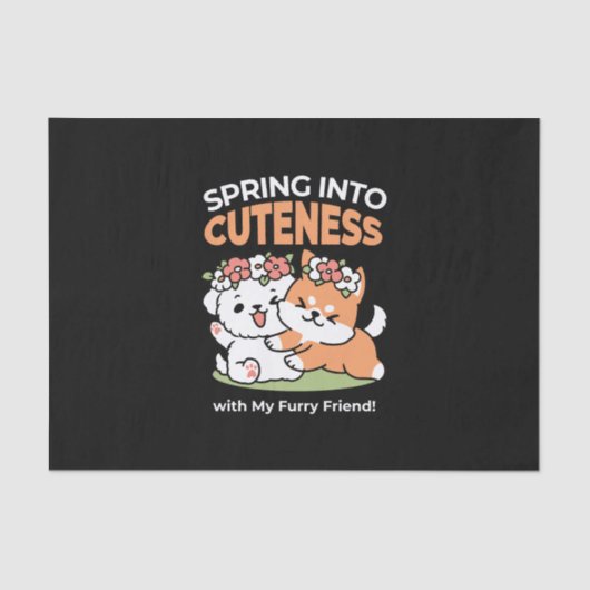 Speelse honden met bloemenkronen – Fun Spring Them Tissuepapier (Voorkant)