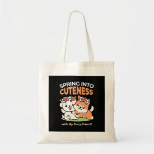 Speelse honden met bloemenkronen – Fun Spring Them Tote Bag