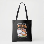 Speelse honden met bloemenkronen – Fun Spring Them Tote Bag (Voorkant)