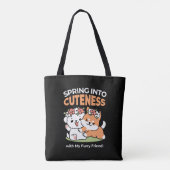 Speelse honden met bloemenkronen – Fun Spring Them Tote Bag (Achterkant)
