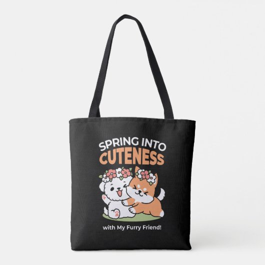 Speelse honden met bloemenkronen – Fun Spring Them Tote Bag (Achterkant)