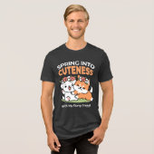 Speelse honden met bloemenkronen – Fun Spring Them Tri-Blend Shirt (Voorkant volledig)