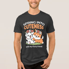 Speelse honden met bloemenkronen – Fun Spring Them Tri-Blend Shirt