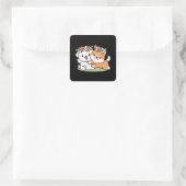 Speelse honden met bloemenkronen – Fun Spring Them Vierkante Sticker (Tas)