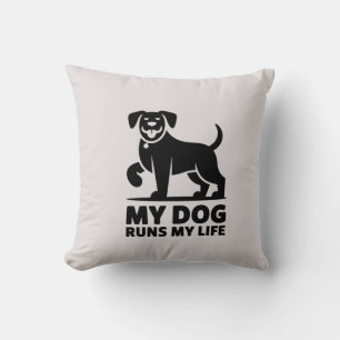 Speelse Honden Omlijning "Mijn Hond Beheerst Mijn  Kussen