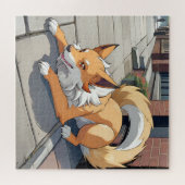 Speelse honden op straat scène legpuzzel (Horizontaal)