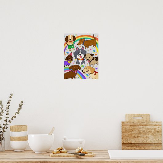 Speelse honden Puppies Poster (Keuken)