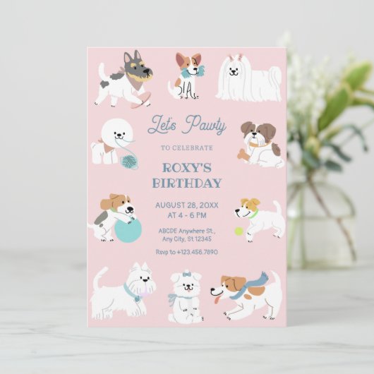 Speelse honden verjaardag kaart (Staand voorkant)