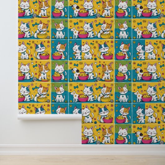 Speelse Huisdieren & Happy Hearts Peel en Stick Behang (Applicatie)