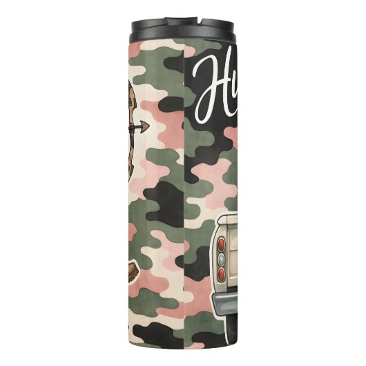 Speelse Huntress, Schattigee Camo-stijl Thermosbeker (Achterkant)