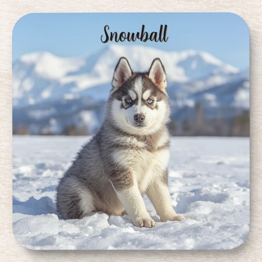 Speelse Husky Gepersonaliseerde Beverage Coaster S Bier Onderzetter (Voorkant)