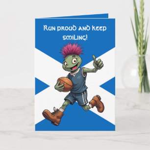 Speelse Illustratie van Schotse Distel Rugby Kaart