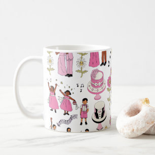 Speelse Illustratieve Huwelijksvieringspatroon Koffiemok