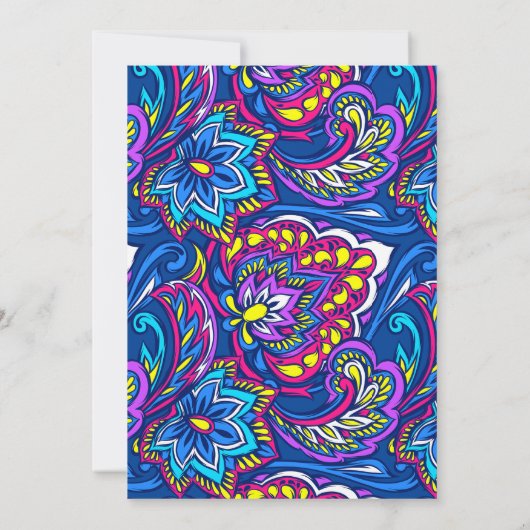 Speelse Indiase bruiloft olifanten blauw geel hald Kaart (Achterkant)