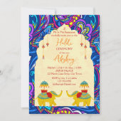 Speelse Indiase olifanten op een trouwfeest met bl Kaart (Voorkant)