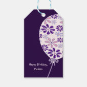 Speelse Indigo Roze Ballon Gelukkige Verjaardag Cadeaulabel (Voorkant)