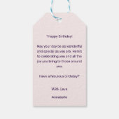 Speelse Indigo Roze Ballon Gelukkige Verjaardag Cadeaulabel (Achterkant)