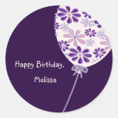 Speelse Indigo Roze Ballon Gelukkige Verjaardag Ronde Sticker (Voorkant)