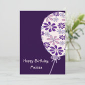Speelse Indigo Roze Ballon Happy Birthday Kaart (Staand voorkant)