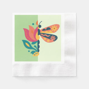 Speelse insecten- en bloemgrafisch ontwerp servet