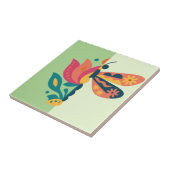 Speelse insecten- en bloemgrafisch ontwerp tegeltje (Zijkant)