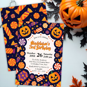 Speelse Jack-O'-Lanterns Snoep Halloween Verjaarda Kaart