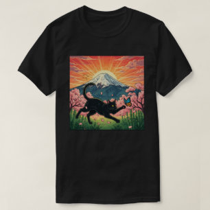Speelse Japanse Kersenbloesem Kitty T-shirt