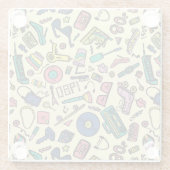 Speelse jaren 80 Doodle Art Pattern Glazen Onderzetter (Achterkant)