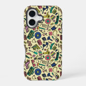 Speelse jaren 80 Doodle Art Pattern iPhone 16 Hoesje (Achterkant)