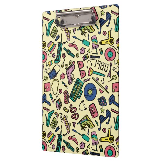 Speelse jaren 80 Doodle Art Pattern Klembord (Links)