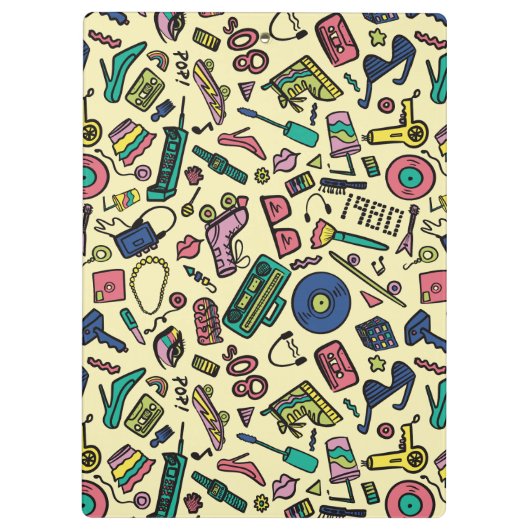 Speelse jaren 80 Doodle Art Pattern Klembord (Achterkant)