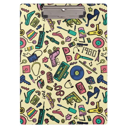 Speelse jaren 80 Doodle Art Pattern Klembord (Voorkant)